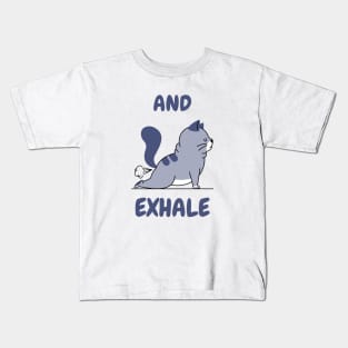 Exhale yoga cat Kids T-Shirt